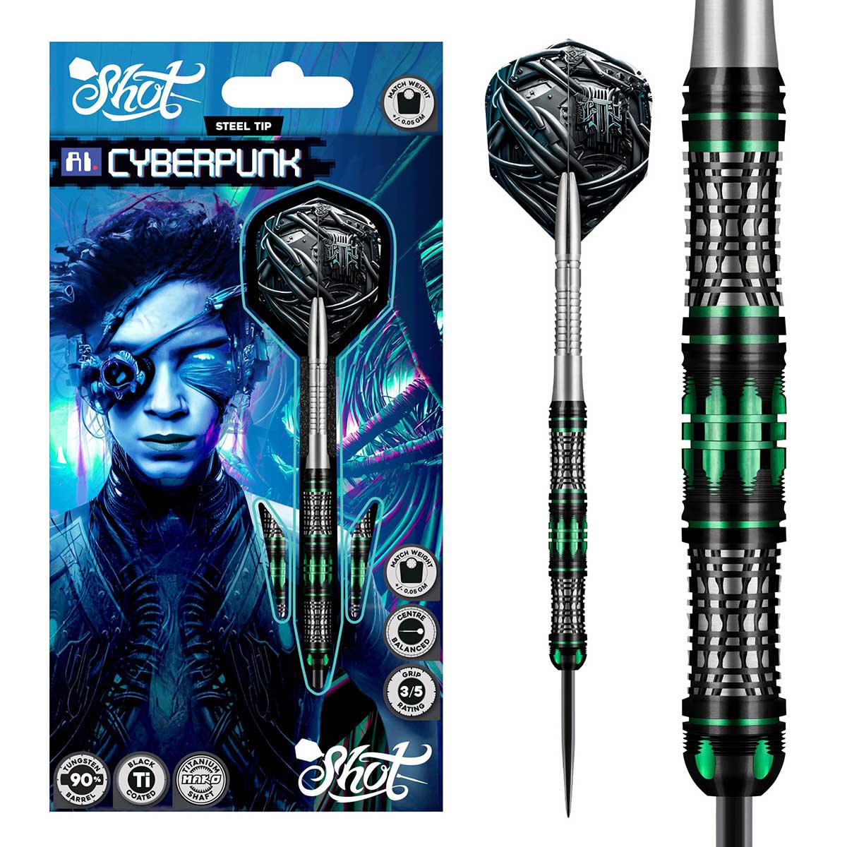 Shot AI Cyberpunk Steel Tip Dart Set
