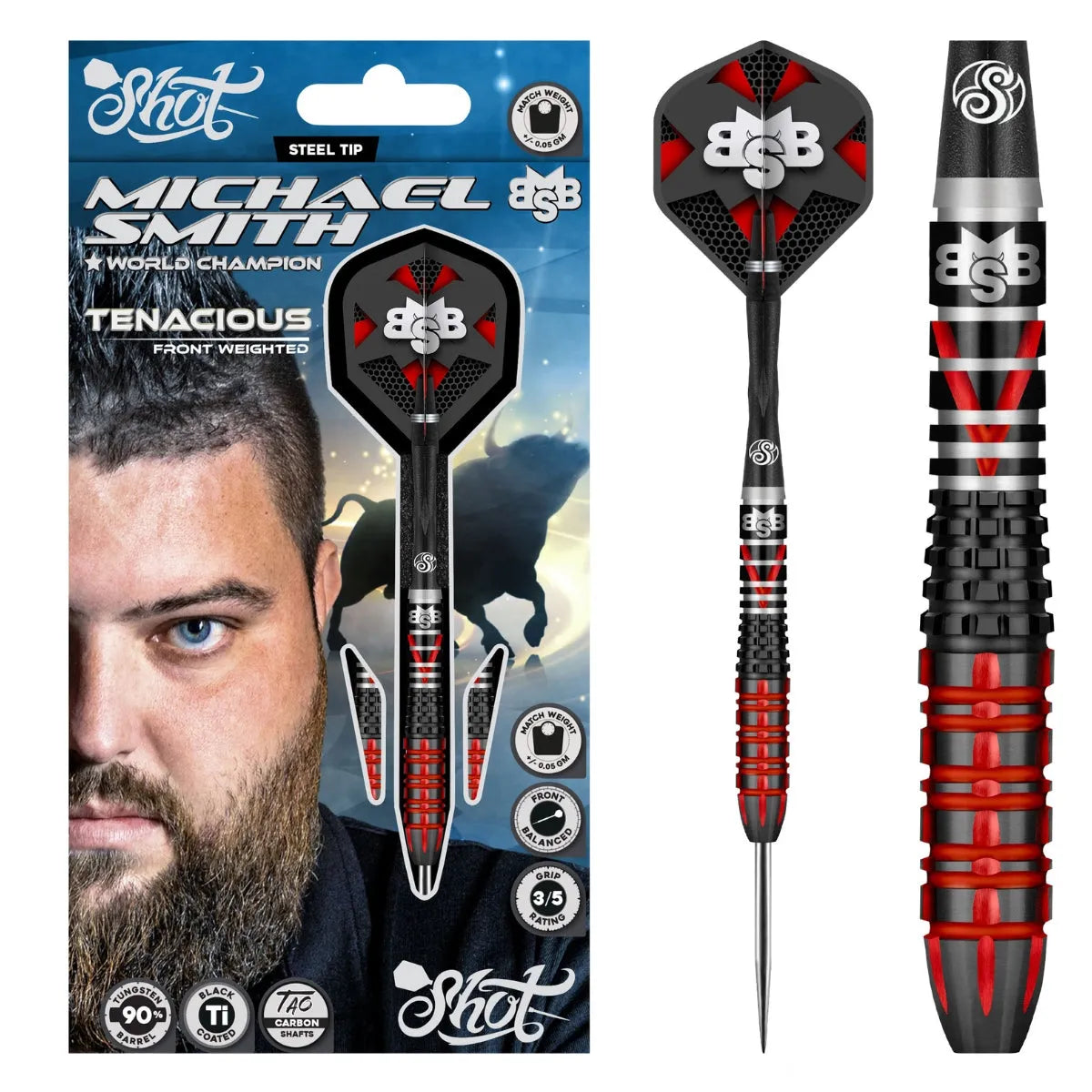 Shot Michael Smith Tenacious Steel Tip Darts Set
