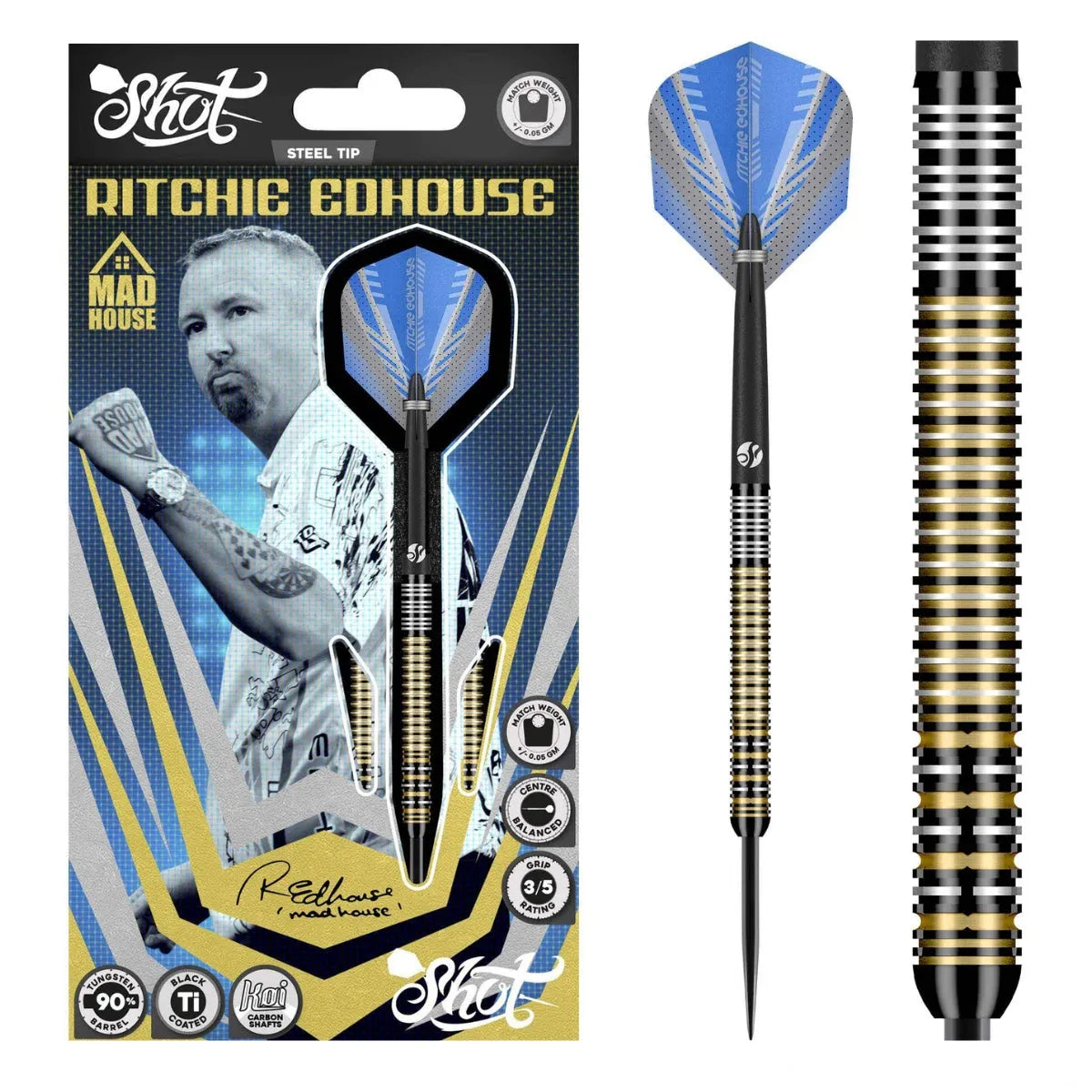 Shot Ritchie Edhouse Madhouse Steel Tip Darts Set