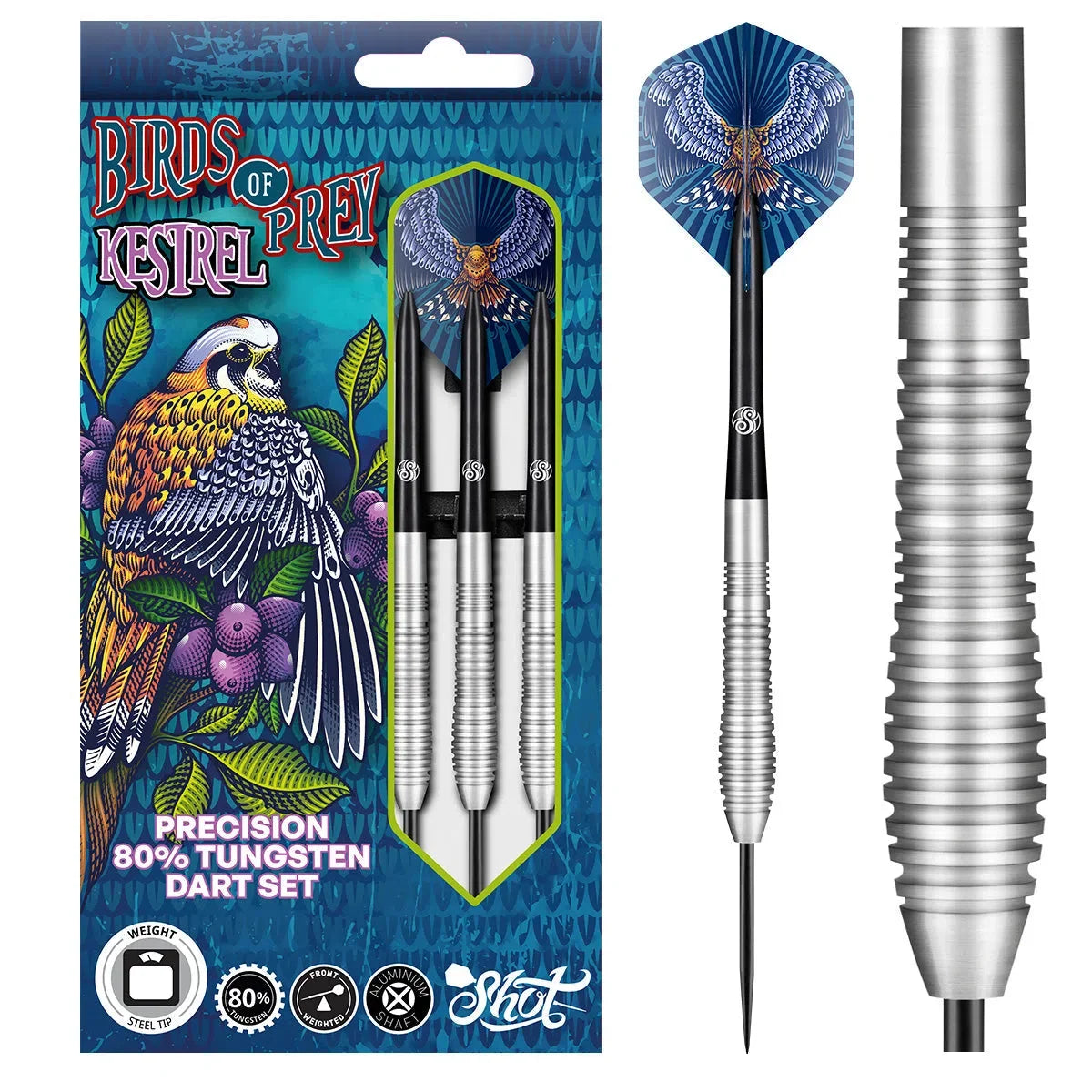 Shot Birds of Prey Kestrel Steel Tip Darts Set