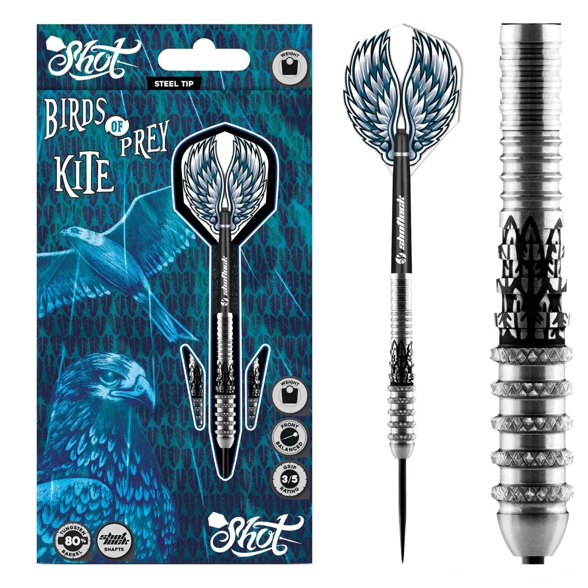 Shot Birds of Prey Kite Steel Tip Darts Set