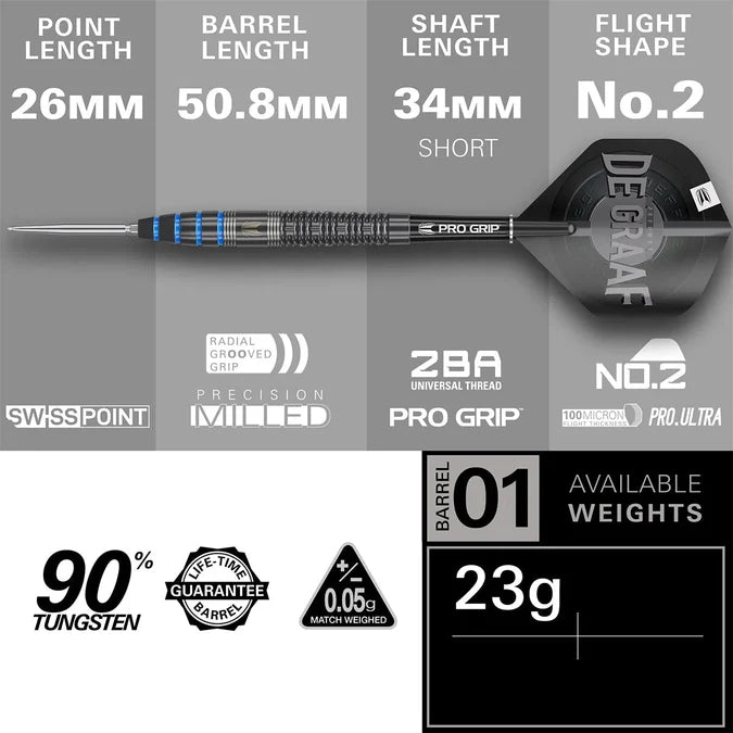 Target Jeffrey De Graaf Tungsten Steel Tip Darts Set