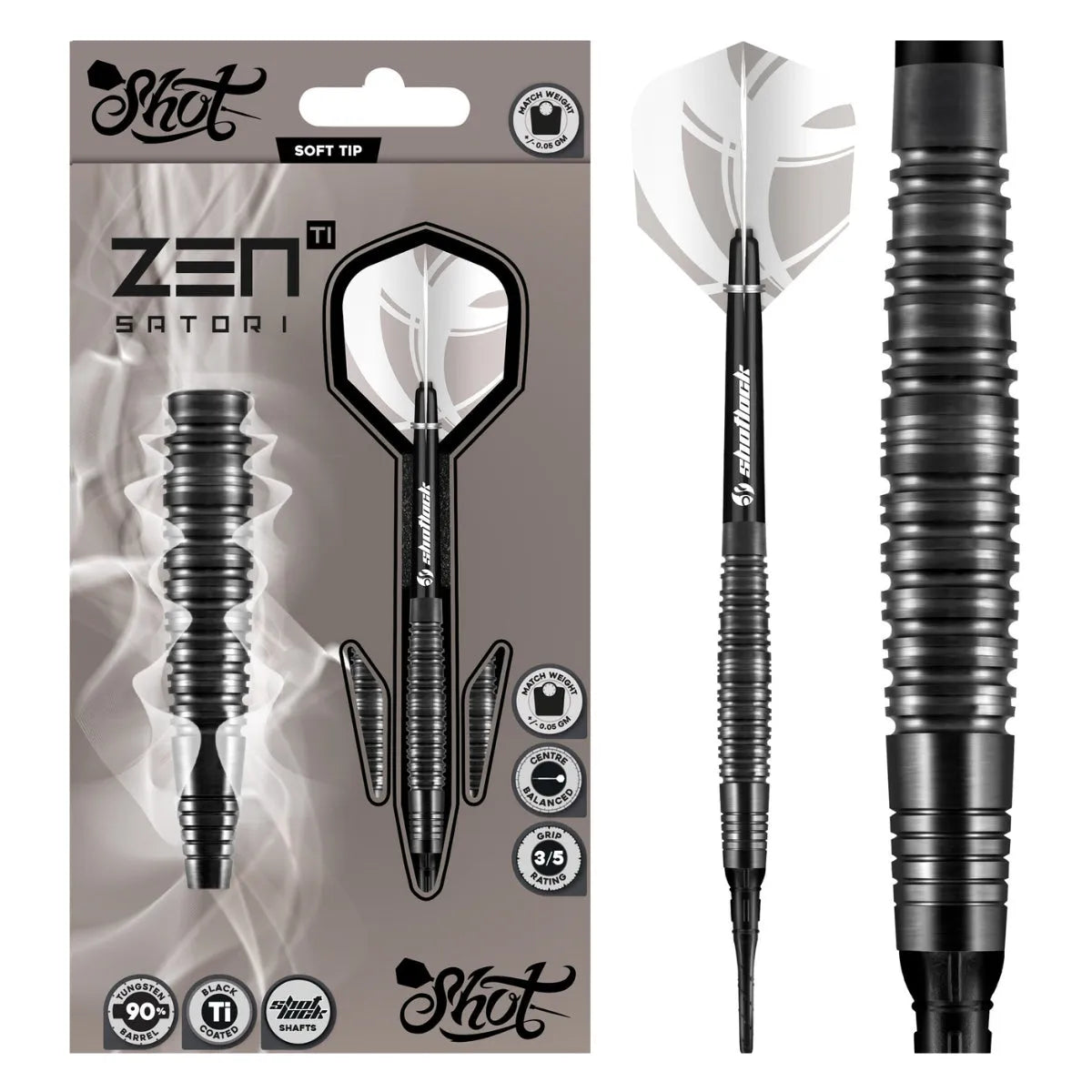 Shot Zen Series Satori Steel Tip Darts Set
